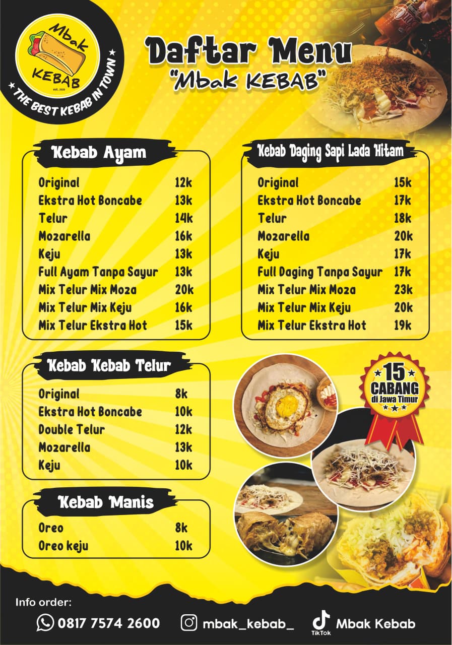 Menu Mbak Kebab